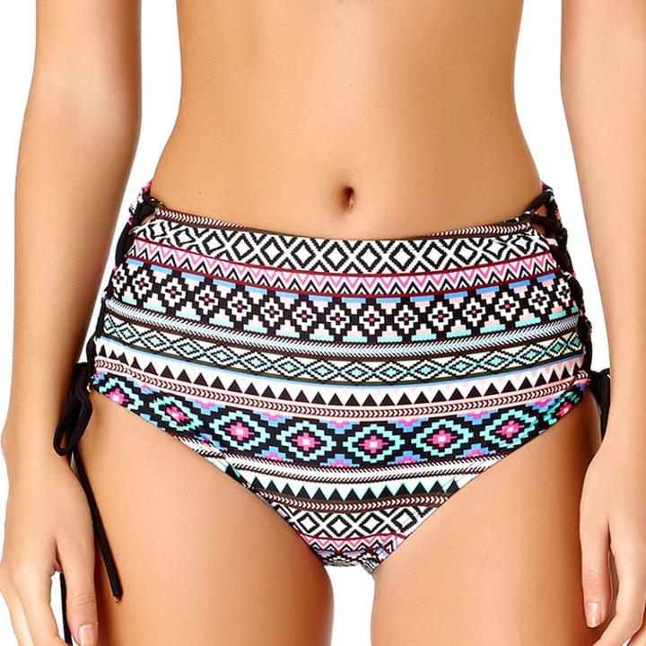 Juniors' California Sunshine Lace-up High-waisted Bikini Bottoms, Women's, Size: Medium, Bandwidth