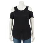 Women's Apt. 9&reg; Solid Cold-shoulder Tee, Size: Medium, Black