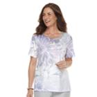 Petite Alfred Dunner Studio Floral Embellished Top, Women's, Size: S Petite, Lilac Floral