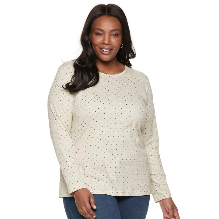 Plus Size Croft & Barrow&reg; Classic Crewneck Tee, Women's, Size: 2xl, Med Beige