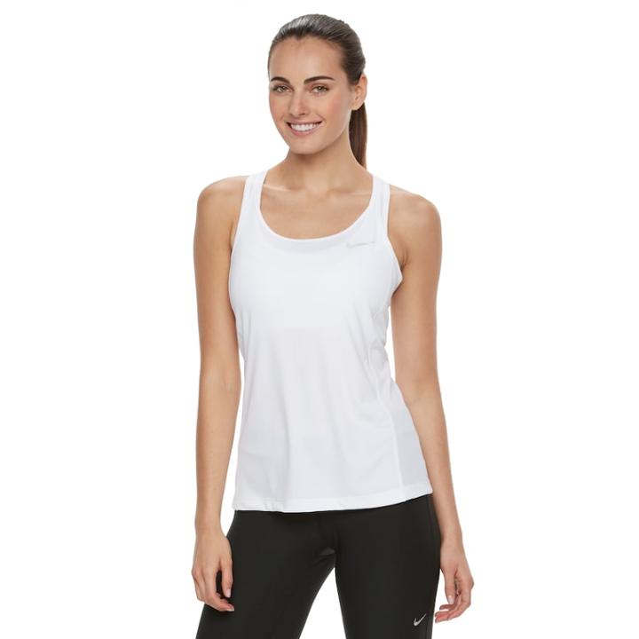 Women's Nike Dri-fit Mesh Racerback Tank Top, Size: Xl, White