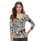Women's Caribbean Joe Abstract 3/4 Sleeve Top, Size: Medium, Oxford