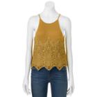 Juniors' About A Girl Crochet Halter Top, Size: Large, Gold