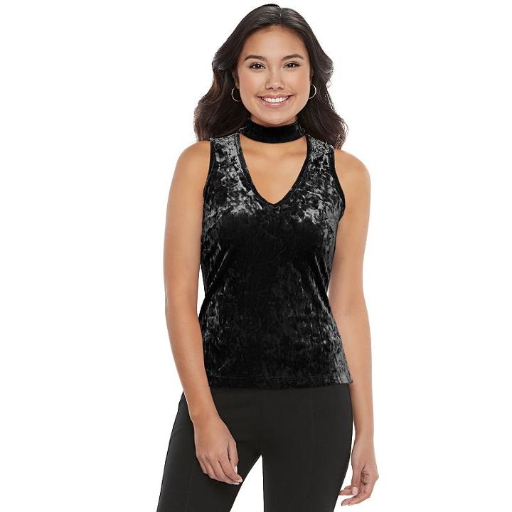 Juniors' Candie's&reg; Velvet Choker Tank, Girl's, Size: Small, Oxford