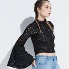K/lab Lace Bell Sleeve Top, Girl's, Size: Medium, Black