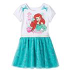 Disney Princess Ariel Girls 4-6x Birthday Princess Glitter Tulle Dress, Girl's, Size: 6x, Green