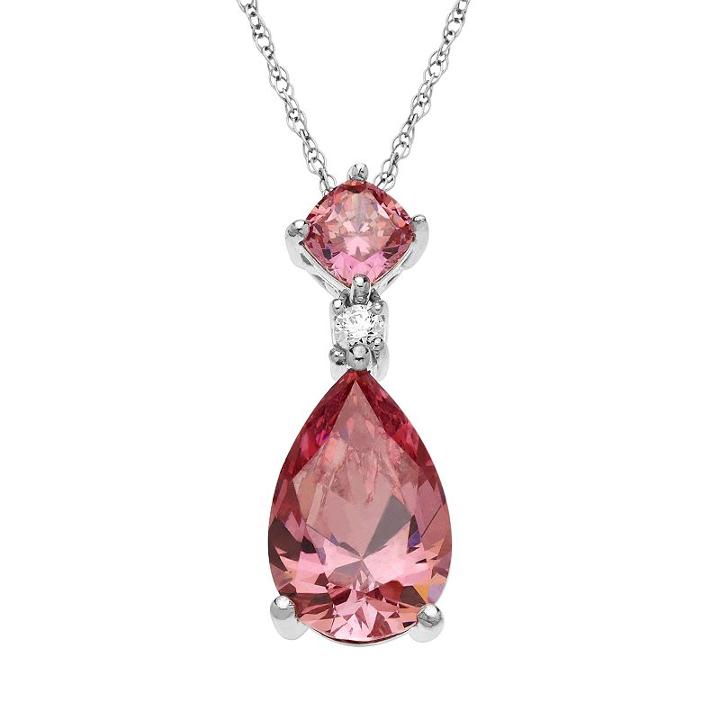 Sterling Silver Cubic Zirconia Pendant, Women's, Pink