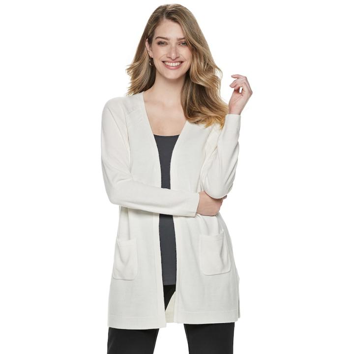 Petite Napa Valley Raglan Sleeve Duster Cardigan, Women's, Size: L Petite, Natural
