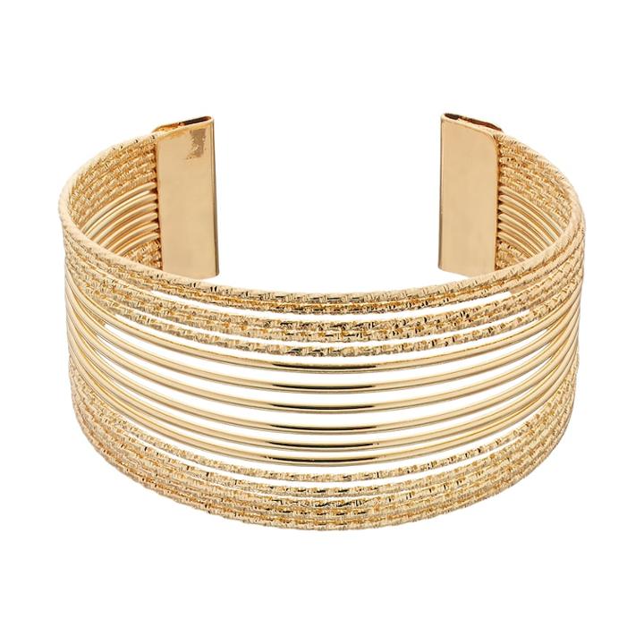 Textured Multi Row Cuff Bracelet, Women's, Gold