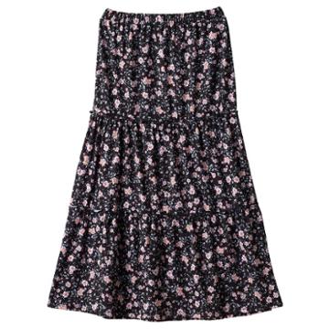 Girls 7-16 Joey B Patterned Ruffle Tiered Maxi Skirt, Girl's, Size: Medium, Dark Pink
