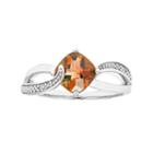 Sterling Silver Citrine & Diamond Accent Cushion Bypass Ring, Women's, Size: 8, Orange