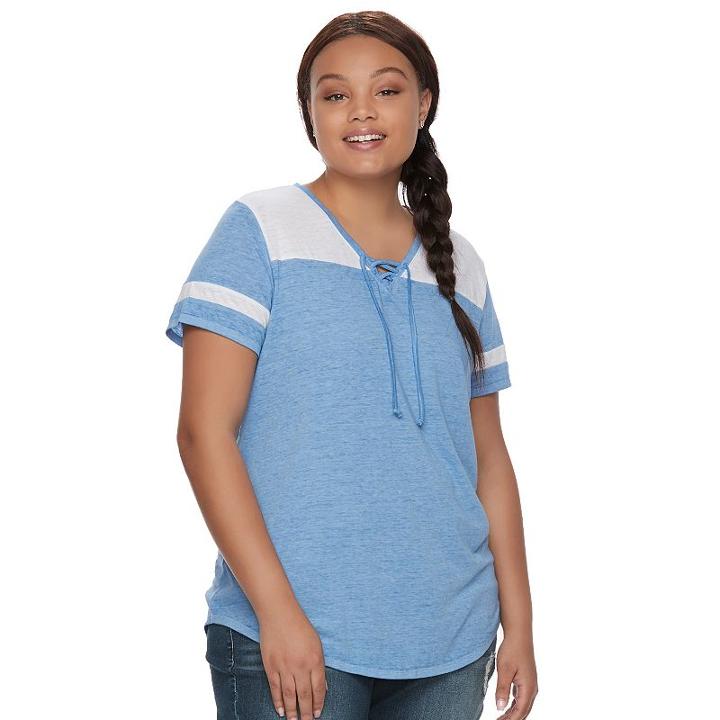 Juniors' Plus Size So&reg; Burnout Contrast Tee, Teens, Size: 2xl, Blue (navy)