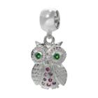 Individuality Beads Sterling Silver Crystal Owl Charm, Women's, White