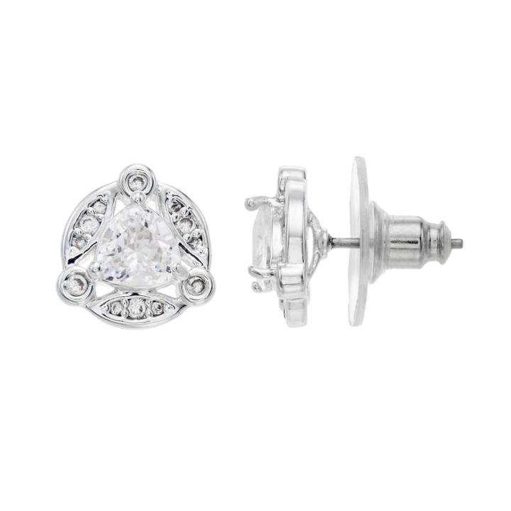 Napier Cubic Zirconia Button Stud Earrings, Women's, Silver