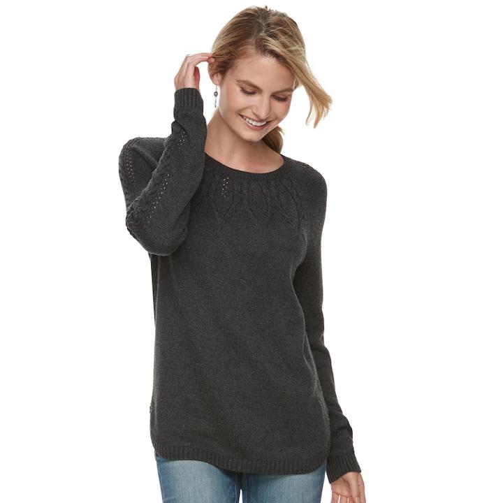 Women's Sonoma Goods For Life&trade; Cable Knit Sweater, Size: Xl, Dark Grey