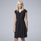 Women's Simply Vera Vera Wang Pleated Shift Dress, Size: Xs, Black