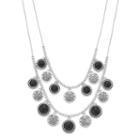 Napier Etched Medallion Double Strand Necklace, Women's, Black