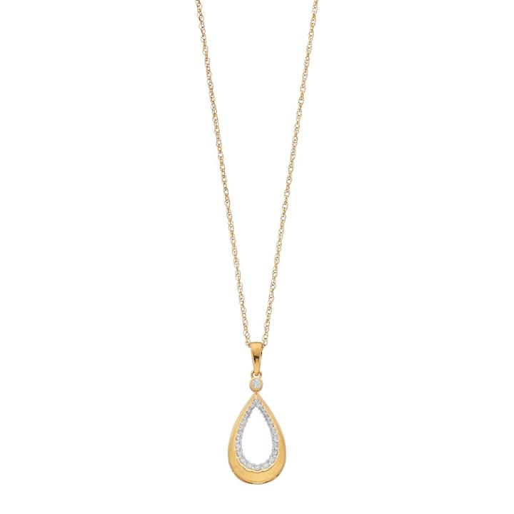 14k Gold Over Silver 1/5 Carat T.w. Diamond Teardrop Pendant, Women's, Size: 18, White