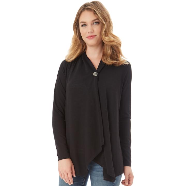 Women's Apt. 9&reg; Button Wrap Cardigan, Size: Small, Black