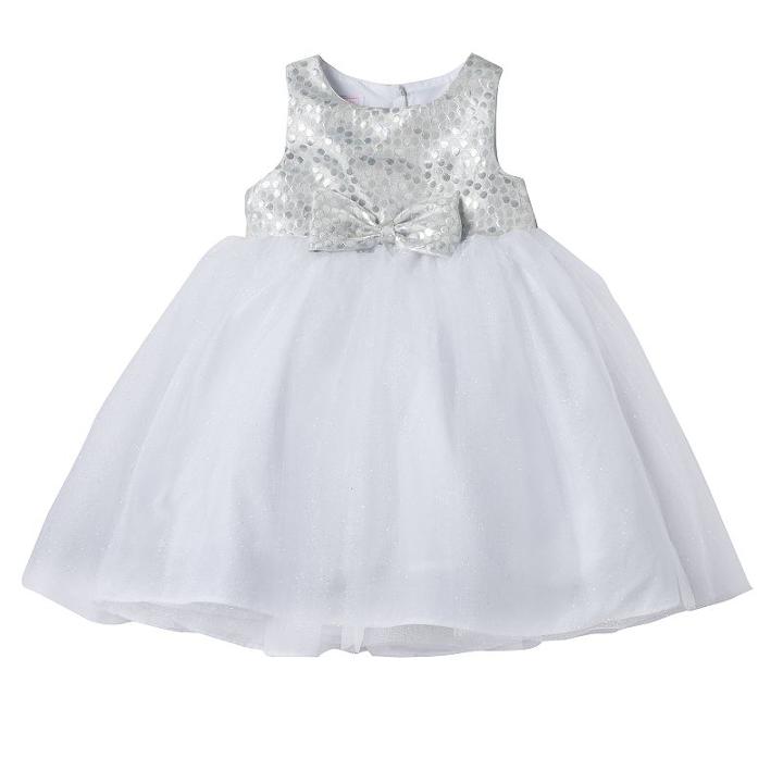 Girls 4-6x Marmellata Classics Metallic Polka-dot Glitter Tulle Dress, Girl's, Size: 5, Silver