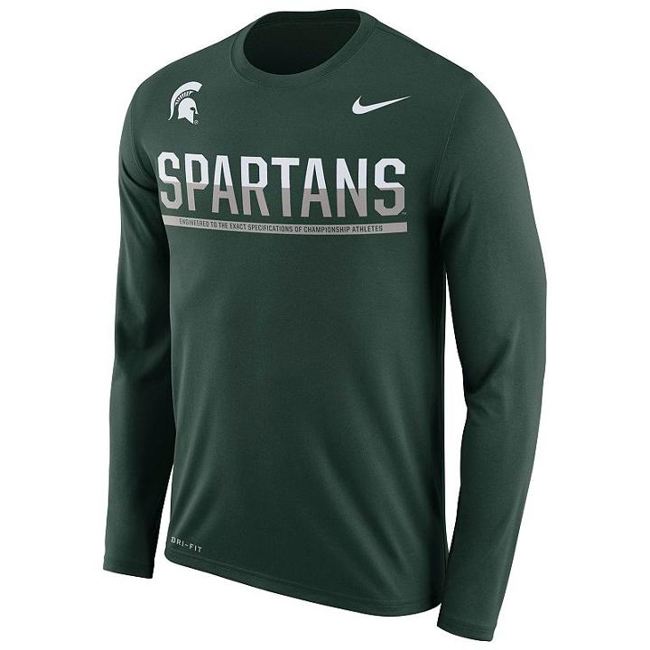 Men's Nike Michigan State Spartans Legend Staff Sideline Dri-fit Long-sleeve Tee, Size: Xl, Ovrfl Oth