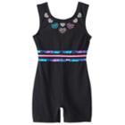 Girls 4-14 Jacques Moret Embellished Biketard Leotard, Size: Small, Black