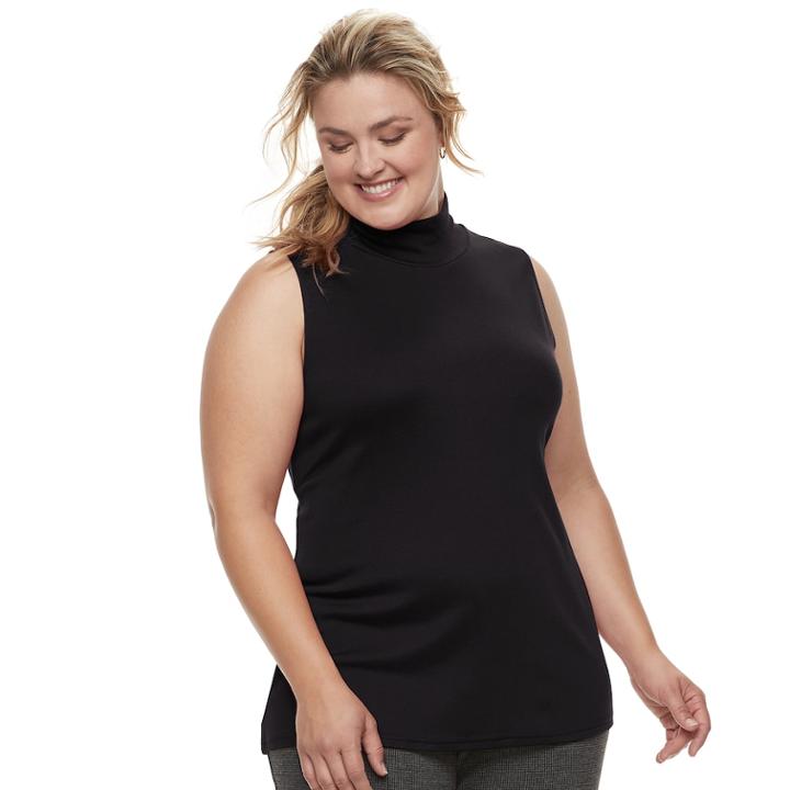 Plus Size Croft & Barrow&reg; Sleeveless Mock Neck Top, Women's, Size: 1xl, Black