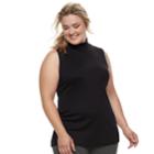 Plus Size Croft & Barrow&reg; Sleeveless Mock Neck Top, Women's, Size: 1xl, Black