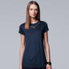 Women's Simply Vera Vera Wang Embellished Necklace Tee, Size: Xl, Blue (navy)