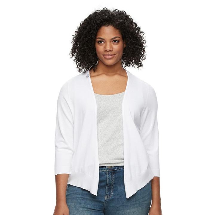 Plus Size Apt. 9&reg; Tulip-hem Open-front Cardigan, Women's, Size: 4xl, Natural