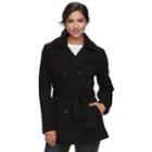 Women's D.e.t.a.i.l.s Hooded Double-breasted Fleece Jacket, Size: Large, Black