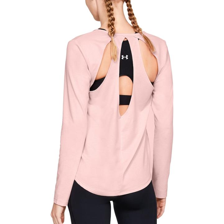 Women's Under Armour Pindot Open Back Long Sleeve Top, Size: Medium, Dark Red