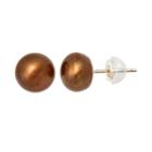 14k Gold Dyed Freshwater Cultured Pearl Stud Earrings, Women's, Brown