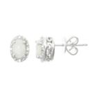 Sterling Silver Opal & Diamond Accent Oval Halo Stud Earrings, Women's, White
