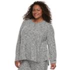 Plus Size Cuddl Duds Pajamas: Snow Days Long Sleeve Henley Top, Women's, Size: 1xl, Dark Grey
