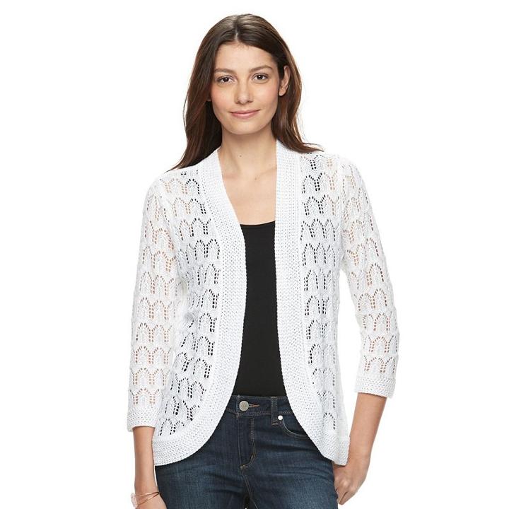 Petite Napa Valley Openwork Cardigan, Women's, Size: M Petite, White