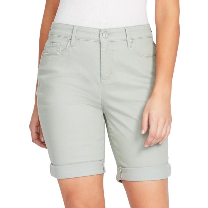 Women's Gloria Vanderbilt Roll-cuff Jean Shorts, Size: 6, Lt Green