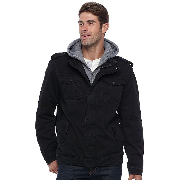 Men's Levi's&reg; Four-pocket Hooded Trucker Jacket, Size: Xl, Black