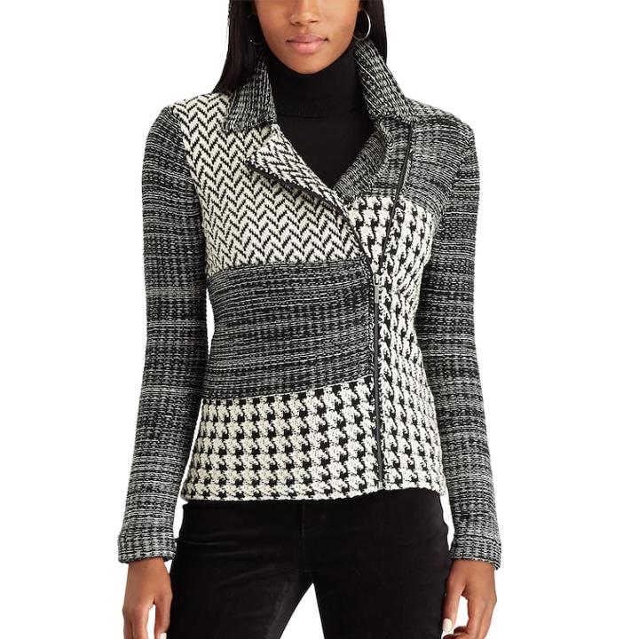 Women's Chaps Asymmetrical Moto Jacket, Size: Xs, Black