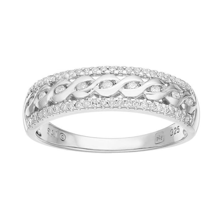 Promise Love Forever 1/4 Carat T.w. Sterling Silver Braided Ring, Women's, Size: 7, White