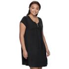 Juniors' Plus Size So&reg; Lace-up Swing Dress, Teens, Size: 3xl, Black