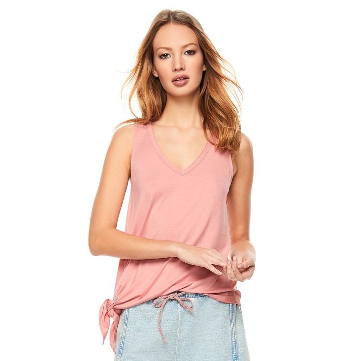 Madden Nyc Juniors' Knot Hem Mesh Tank, Girl's, Size: Medium, Brt Pink