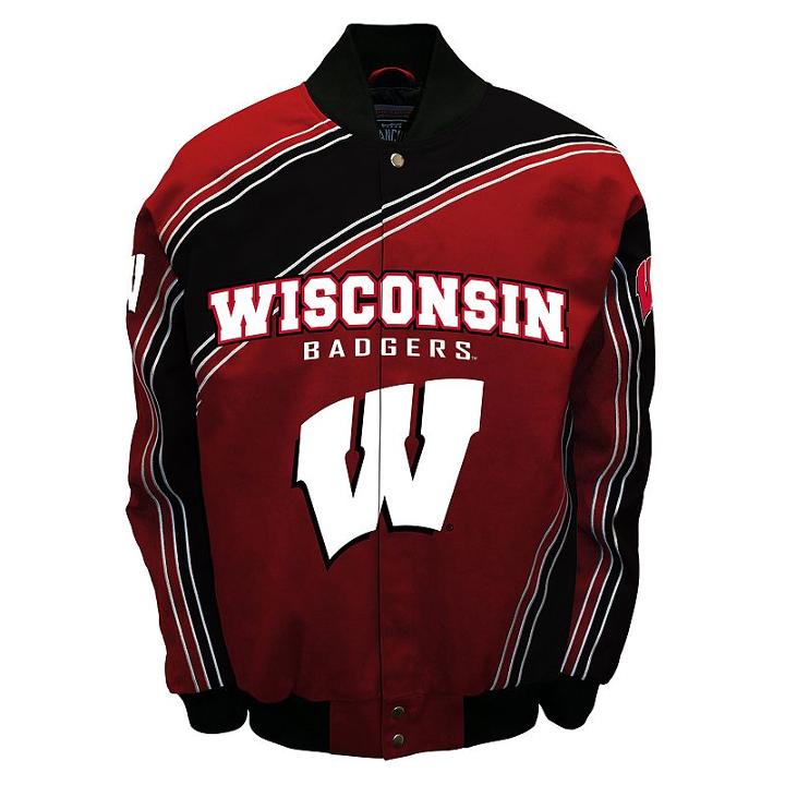 Men's Franchise Club Wisconsin Badgers Warrior Twill Jacket, Size: Xl, Red