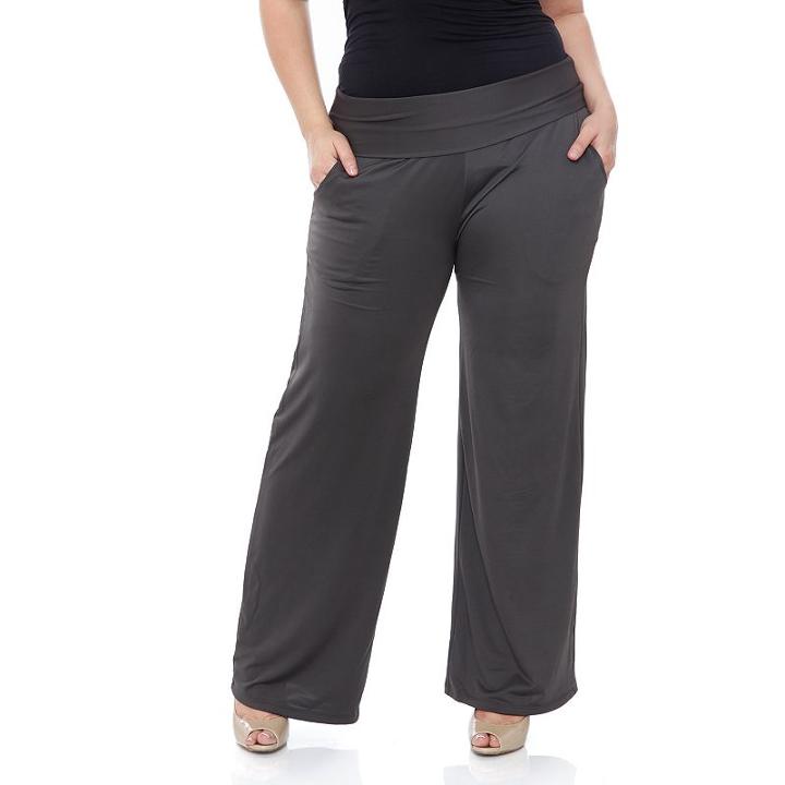 Plus Size White Mark Solid Palazzo Pants, Women's, Size: 2xl, Grey (charcoal)
