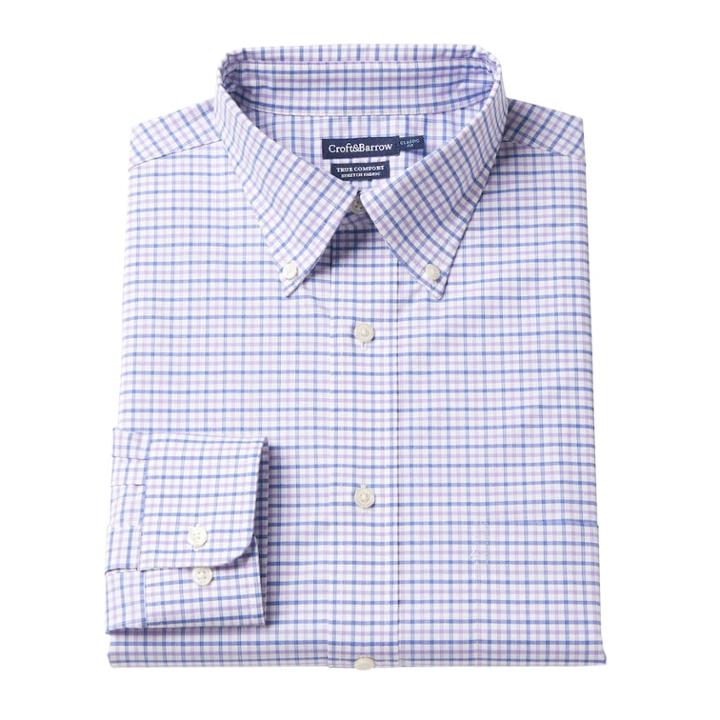 Men's Croft & Barrow&reg; Easy-care True Comfort Regular-fit Dress Shirt, Size: 17.5-32/33, Med Purple
