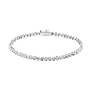 Diamond Splendor Sterling Silver Crystal Tennis Bracelet, Women's, White