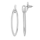 Dana Buchman Elongated Oval Drop Hoop Earrings, Women's, Silver