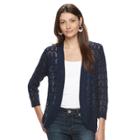 Women's Napa Valley Openwork Cardigan, Size: Xl, Blue