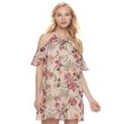 Juniors' Lily Rose Floral Cold-shoulder Halter Dress, Teens, Size: Medium, Multicolor