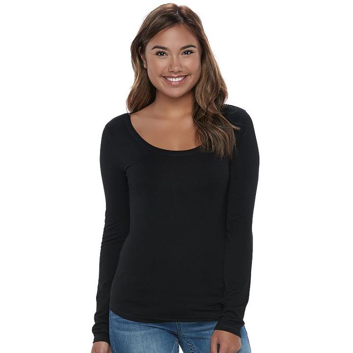 Juniors' Mudd® Scoopneck Tee, Teens, Size: Xl, Black